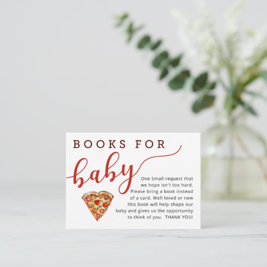 Pizza Baby shower Boek Aanvraag Kaart – Boeken voo (Staand voorkant)