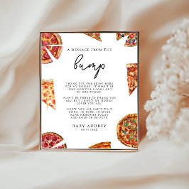 Pizza Baby shower een bericht van het Bump Sign Poster