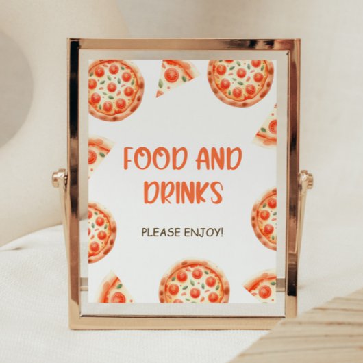 Pizza Baby shower eten en Drinken teken Poster