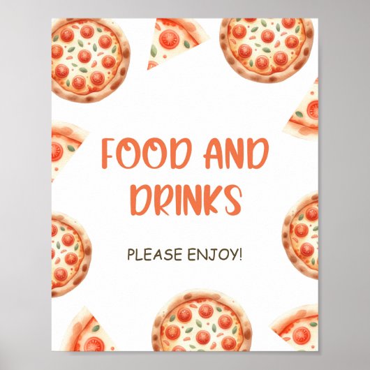 Pizza Baby shower eten en Drinken teken Poster (Voorkant)