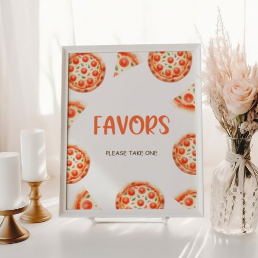Pizza Baby shower Favorieten Teken, Slice Slice Ba Poster