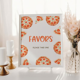 Pizza Baby shower Favorieten Teken, Slice Slice Ba Poster