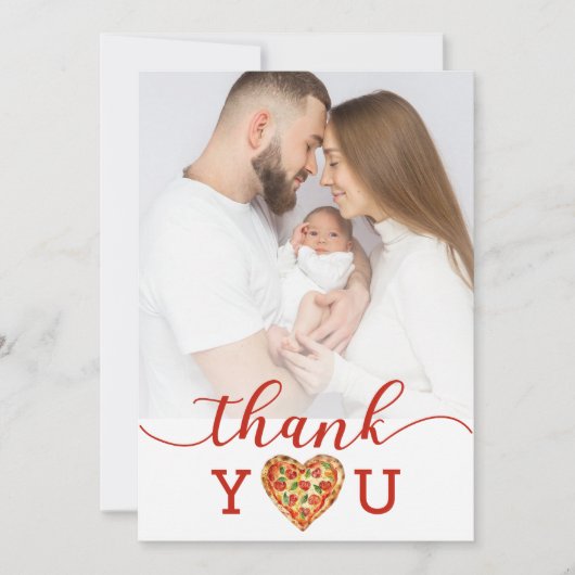 Pizza Baby shower Foto Dank u kaart – Leuk Co-ed (Voorkant)