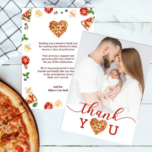 Pizza Baby shower Foto Dank u kaart – Leuk Co-ed