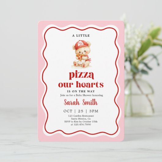 Pizza Baby Shower Invitation Kaart (Staand voorkant)