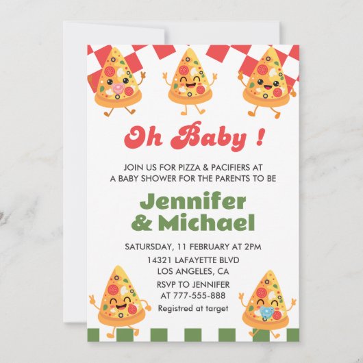 Pizza Baby shower Invitation Oh Baby Fopspeen Kaart (Voorkant)