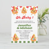 Pizza Baby shower Invitation Oh Baby Fopspeen Kaart (Staand voorkant)
