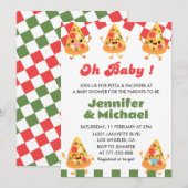 Pizza Baby shower Invitation Oh Baby Fopspeen Kaart (Voorkant / Achterkant)