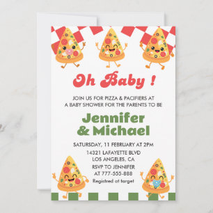 Pizza Baby shower Invitation Oh Baby Fopspeen Kaart