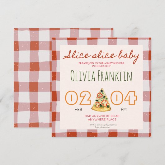 pizza baby shower kaart (Voorkant / Achterkant)