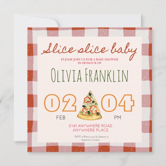 pizza baby shower kaart (Voorkant)