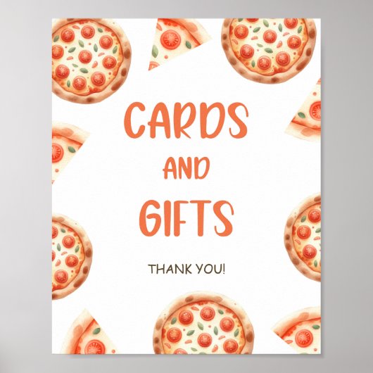 Pizza Baby shower Kaarten en cadeaubordje Poster (Voorkant)