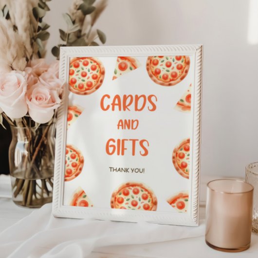 Pizza Baby shower Kaarten en cadeaubordje Poster