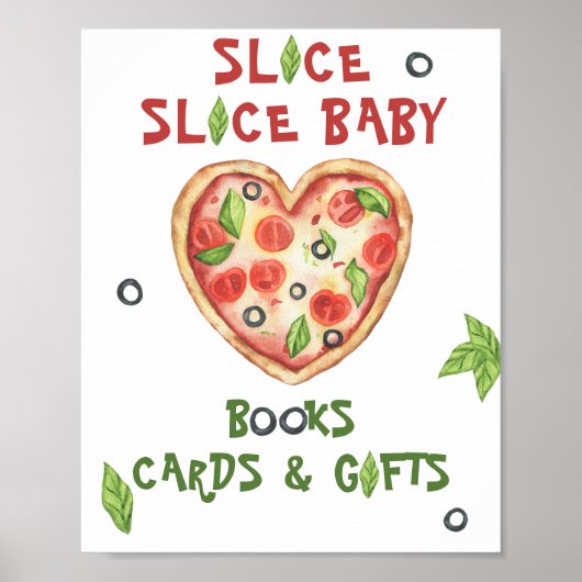 pizza baby shower - kaarten en cadeaus poster (Voorkant)