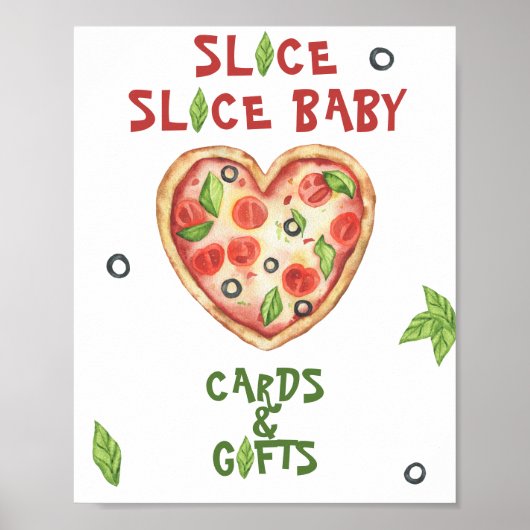 Pizza baby shower - Kaarten en geschenken Poster (Voorkant)