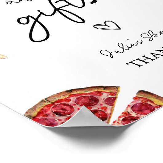 Pizza Baby shower Kaarten en geschenken teken Poster (Hoek)