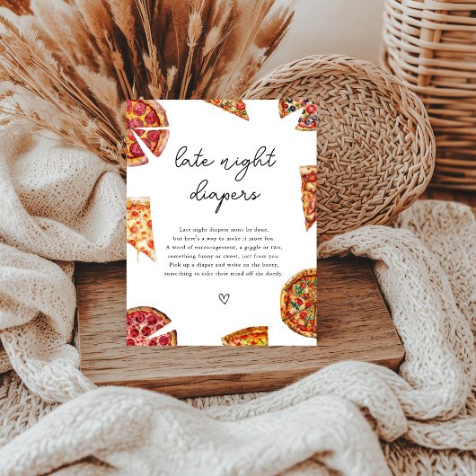 Pizza Baby shower Late Night Luiers Teken Poster