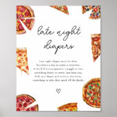 Pizza Baby shower Late Night Luiers Teken Poster (Voorkant)