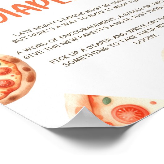 Pizza Baby shower Late Night Luiers Teken Poster (Hoek)