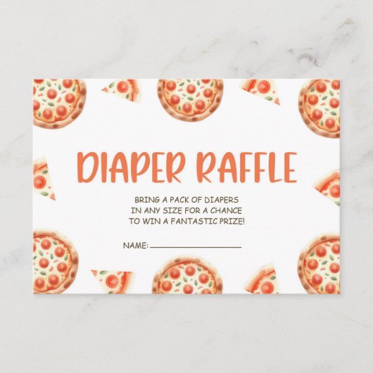 Pizza Baby shower Luier Raffle Informatiekaartje (Voorkant)