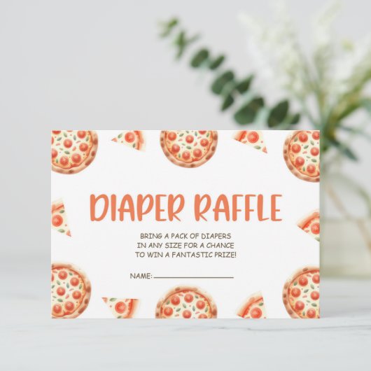 Pizza Baby shower Luier Raffle Informatiekaartje (Staand voorkant)