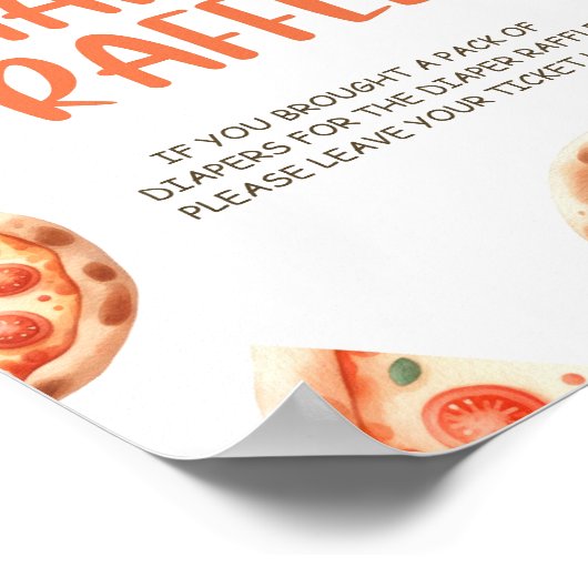 Pizza Baby shower Luier Raffle Teken Poster (Hoek)