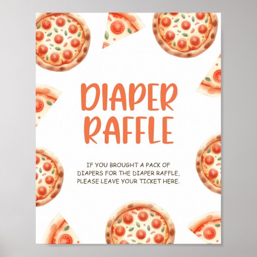 Pizza Baby shower Luier Raffle Teken Poster (Voorkant)
