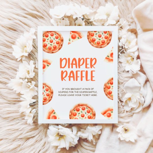 Pizza Baby shower Luier Raffle Teken Poster