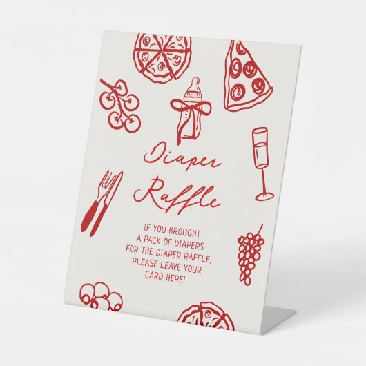 Pizza Baby shower Luier Raffle Teken Reclamebord Met Voetstuk (Voorkant)