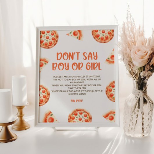 Pizza Baby shower niet zeggen jongen of meisje tek Poster