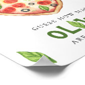 Pizza baby shower - raad eens hoeveel olijven poster (Hoek)