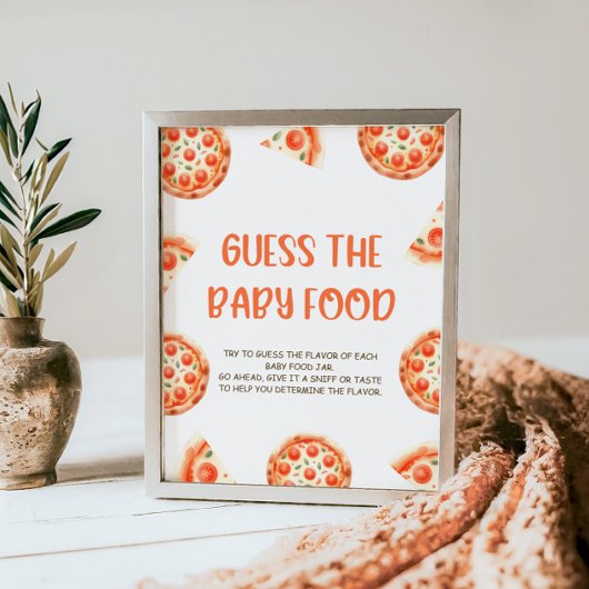Pizza Baby shower Raad het Baby Food teken Poster