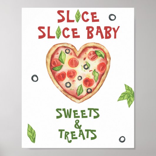 Pizza baby shower - snoep en lekkernijen poster (Voorkant)