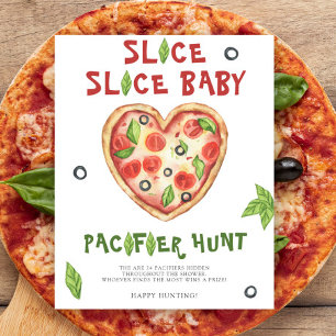 Pizza baby shower - speenzoekspel poster