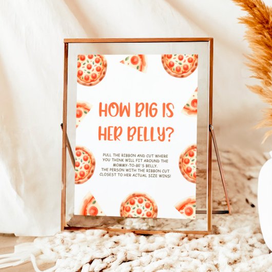 Pizza Baby shower spel teken hoe groot is haar bui Poster