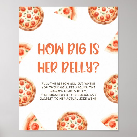 Pizza Baby shower spel teken hoe groot is haar bui Poster (Voorkant)