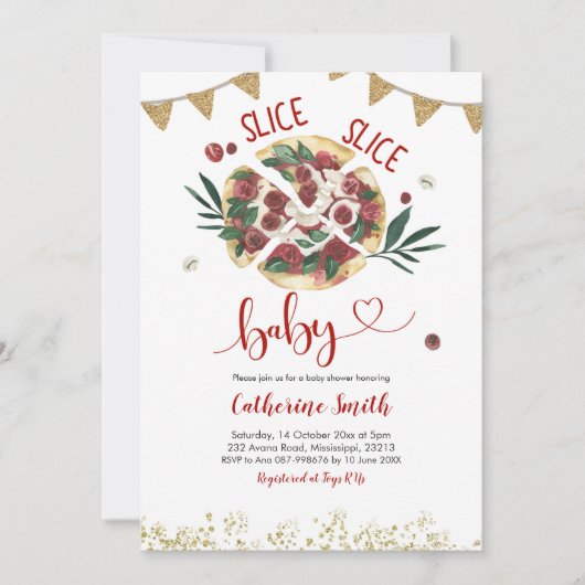 Pizza Baby shower-uitnodiging Kaart (Voorkant)