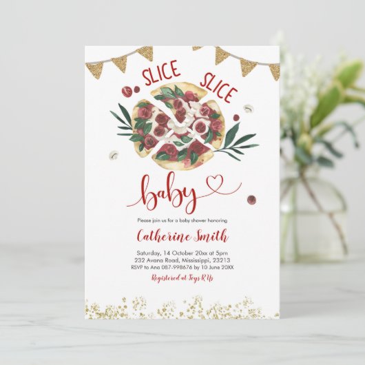Pizza Baby shower-uitnodiging Kaart (Staand voorkant)