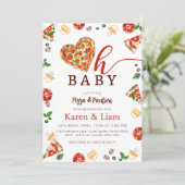 Pizza Baby shower uitnodiging | Oh Baby Theme (Staand voorkant)