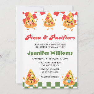 Pizza Baby Shower Uitnodigingen Pizza en Fopspenen