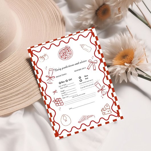 Pizza baby voorspelling Baby shower spel Kaart