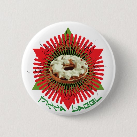 Pizza Bagel : Joods Italiaans Ronde Button 5,7 Cm (Voorkant)