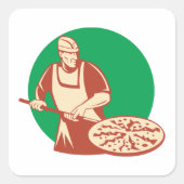Pizza Baker Square Sticker (Voorkant)