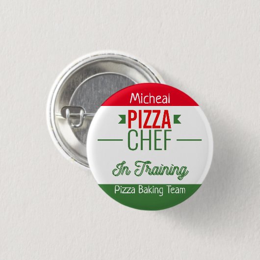Pizza-bakteam - gepersonaliseerd ronde button 3,2 cm (Voorkant /achterkant)