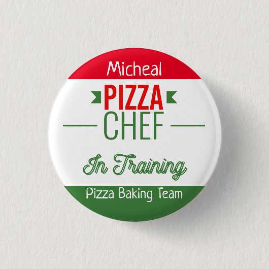 Pizza-bakteam - gepersonaliseerd ronde button 3,2 cm (Voorkant)