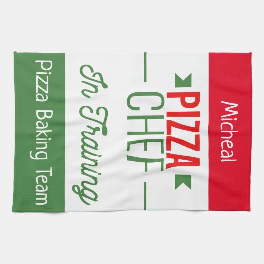 Pizza-bakteam - gepersonaliseerd theedoek (Horizontaal)