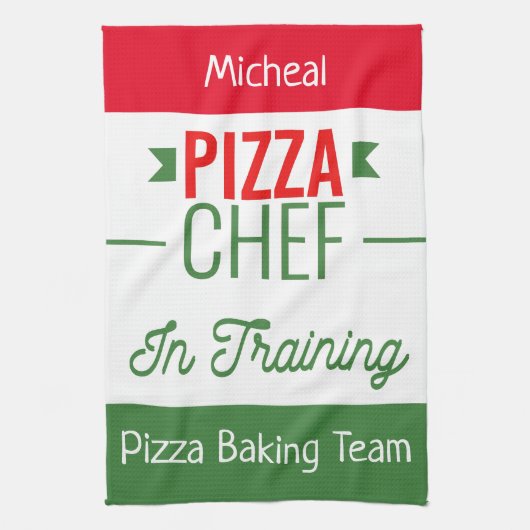 Pizza-bakteam - gepersonaliseerd theedoek (Verticaal)