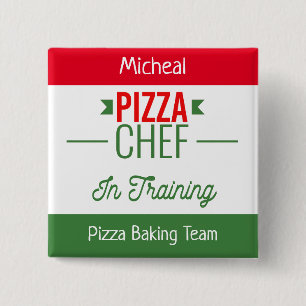 Pizza-bakteam - gepersonaliseerd vierkante button 5,1 cm