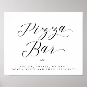 Pizza Bar Chic Calligraphy Script Weduwenteken Poster