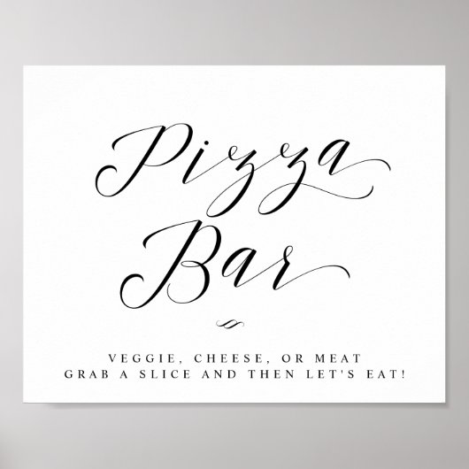 Pizza Bar Chic Calligraphy Script Weduwenteken Poster (Voorkant)
